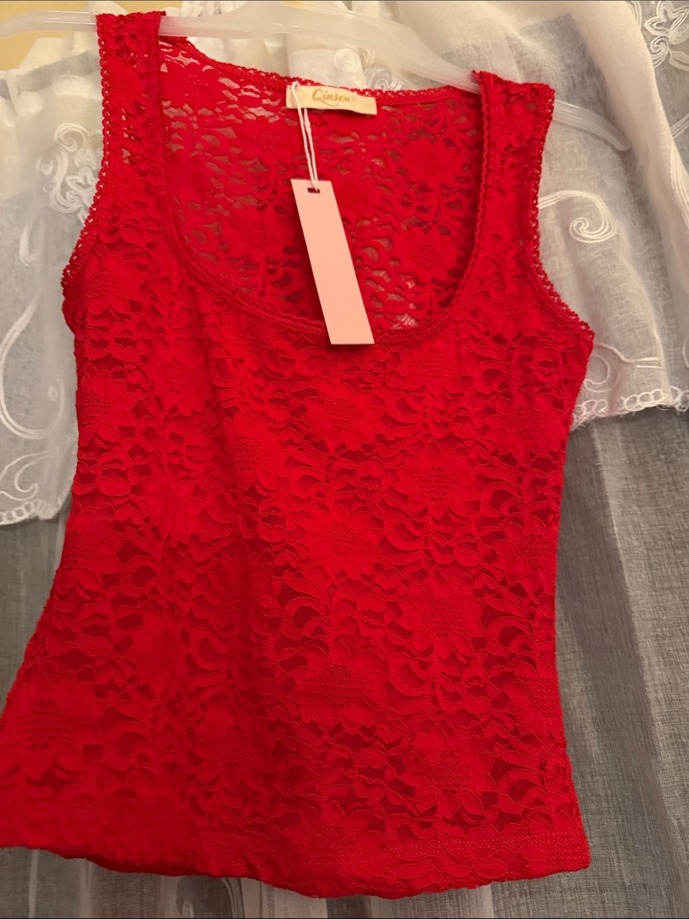 LACEY RED DRESSY TANK